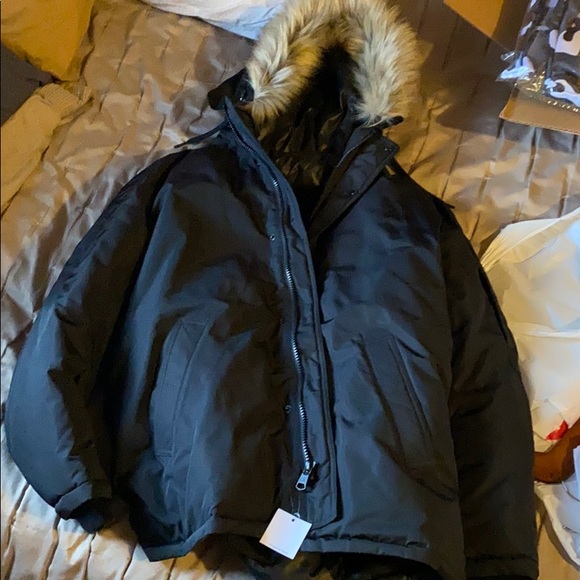 calvin klein winter coat with fur hood